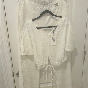 Celine White Monogram Top and Pants Set